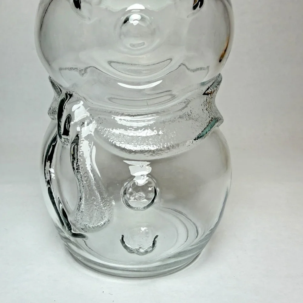 Vintage Libbey Of Canada Glass Snowman Candy Jar Canister 8